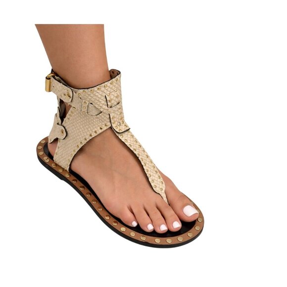 Isabel Marant Shoes - Isabel Marant Johanna ivory snake texture flat sandals - Size 7